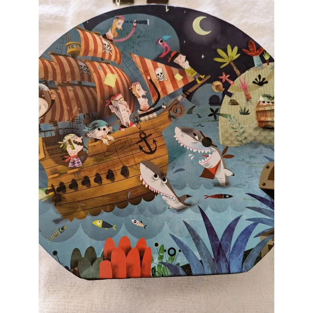 Janod Puzzle Giant Floor Puzzle ~ Pirate Ship w/ Sunken Treasure 39 pieces - Picture 5 of 16
